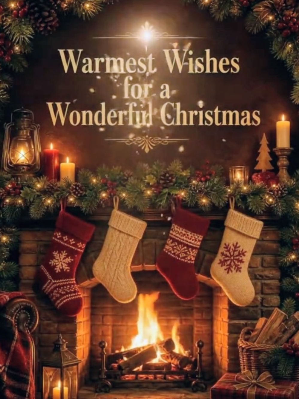 Warmest Wishes Red and Cream Christmas Stocking Set - Holiday Home Accent
